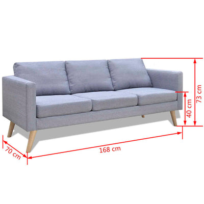 Sofa 3-Seater Fabric Light Grey - Payday Deals