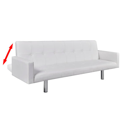 Sofa Bed with Armrest White Artificial Leather - Payday Deals