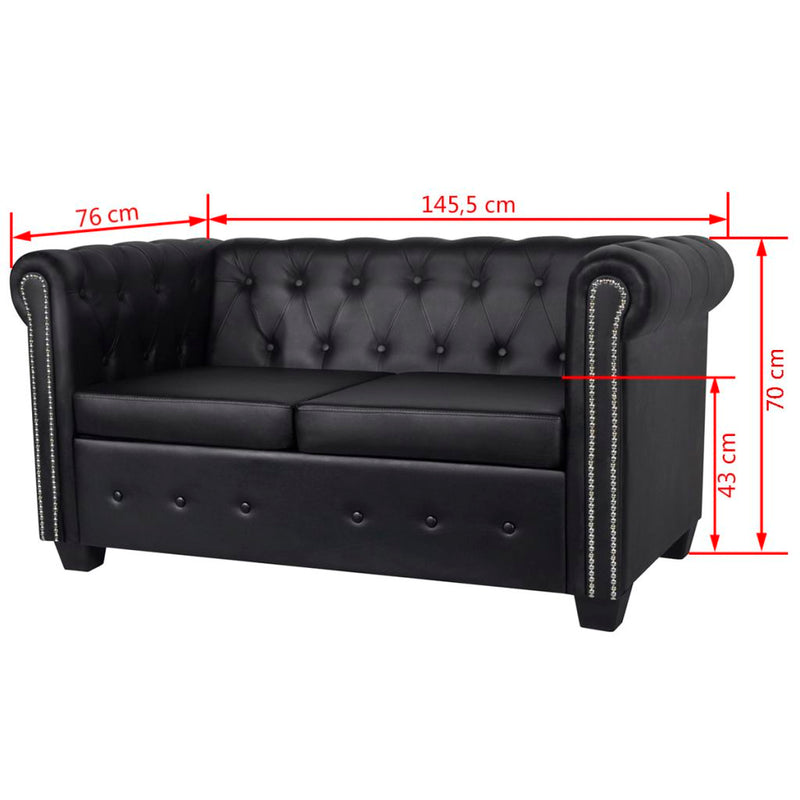 Chesterfield 2-Seater Artificial Leather Black