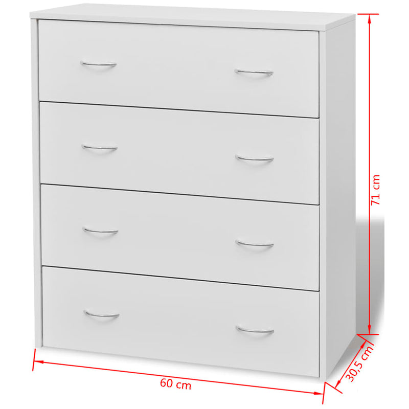 Sideboard with 4 Drawers 60x30.5x71 cm White - Payday Deals