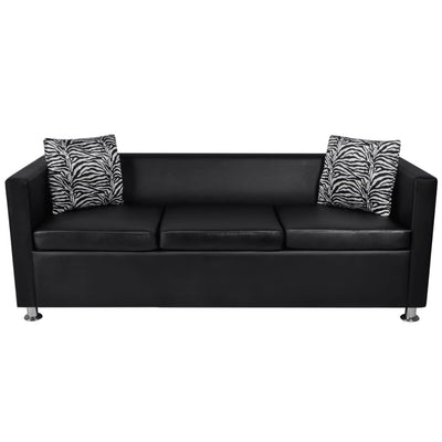 Sofa Set Artificial Leather 3-Seater and 2-Seater Black