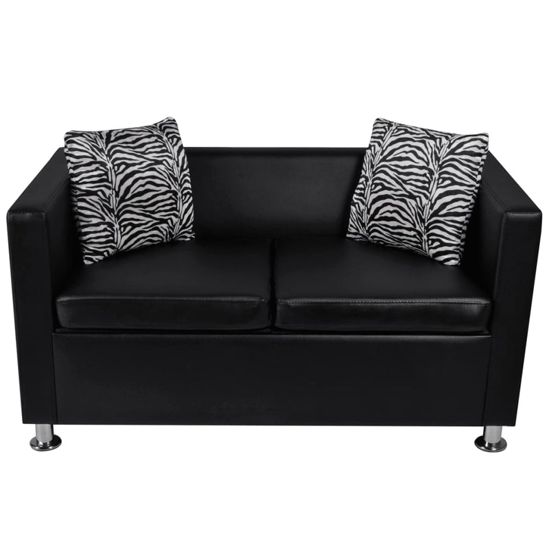 Sofa Set Artificial Leather 3-Seater 2-Seater Armchair Black