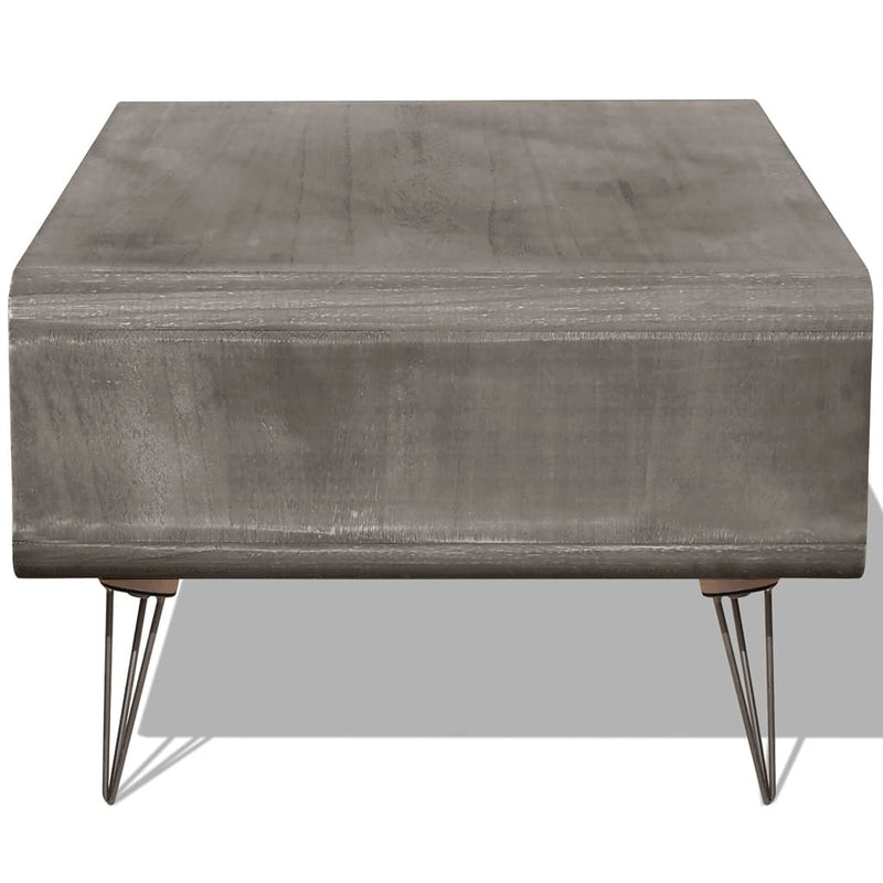 Coffee Table 90x55.5x38.5 cm Solid Paulownia Wood Grey - Payday Deals