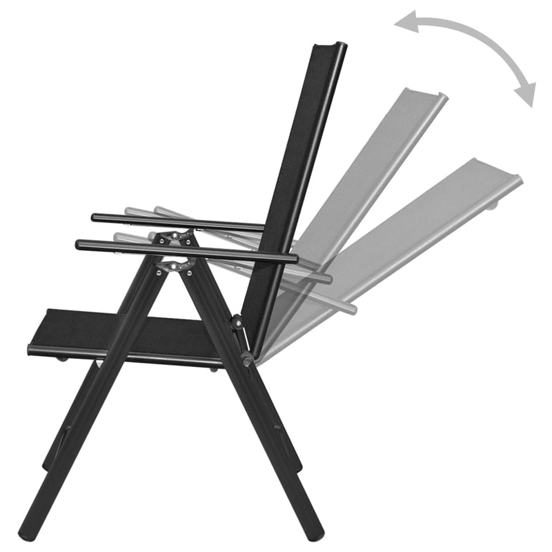 Folding Garden Chairs 2 pcs Aluminium and Textilene Black