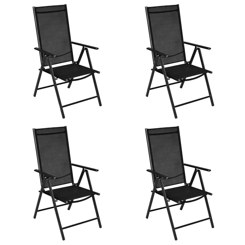 Folding Garden Chairs 4 pcs Aluminium and Textilene Black