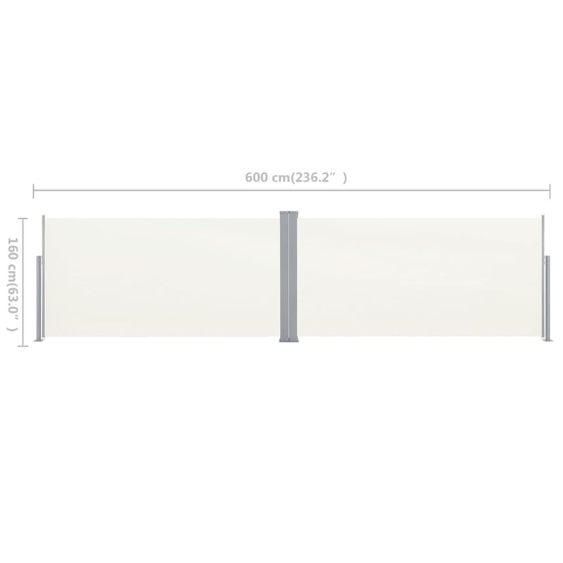 Retractable Side Awning 160x600 cm Cream