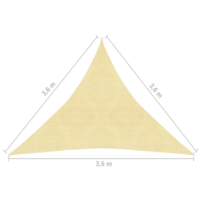 Sunshade Sail HDPE Triangular 3.6x3.6x3.6 m Beige