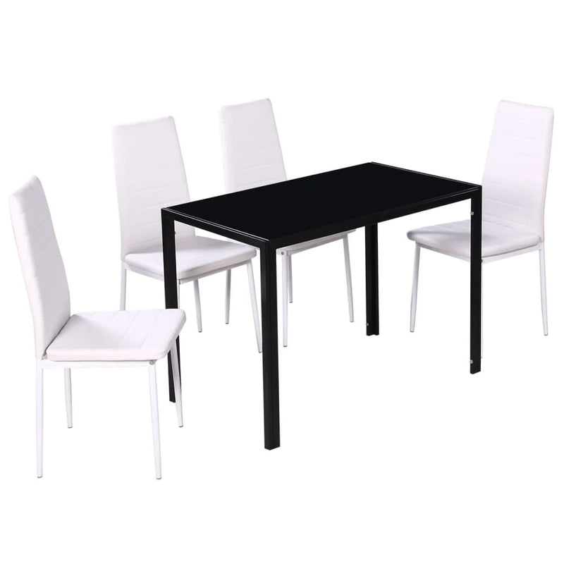 Five Piece Dining Table Set Black and White