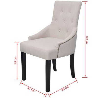 Dining Chairs 4 pcs Cream Grey Fabric