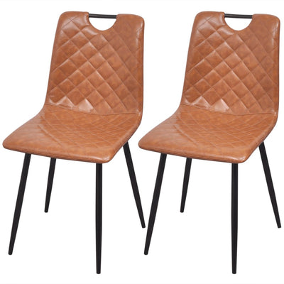 Dining Chairs 2 pcs Light Brown Faux Leather - Payday Deals