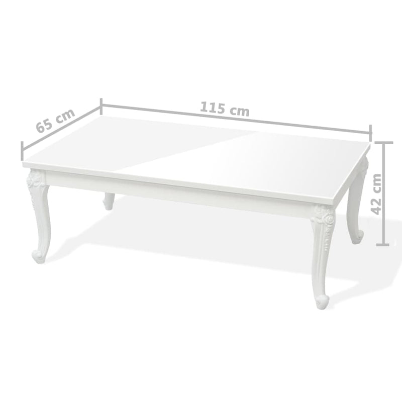 Coffee Table 115x65x42 cm High Gloss White