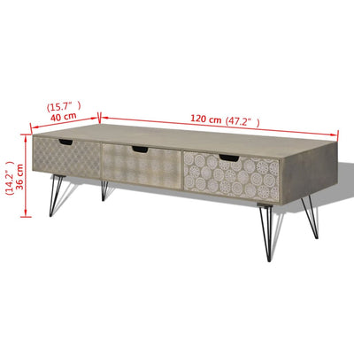 TV Cabinet with 3 Drawers 120x40x36 cm Grey - Payday Deals