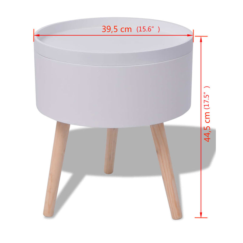 Side Table with Serving Tray Round 39.5x44.5 cm White - Payday Deals