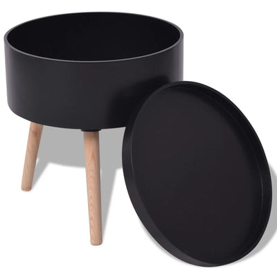Side Table with Serving Tray Round 39.5x44.5 cm Black - Payday Deals