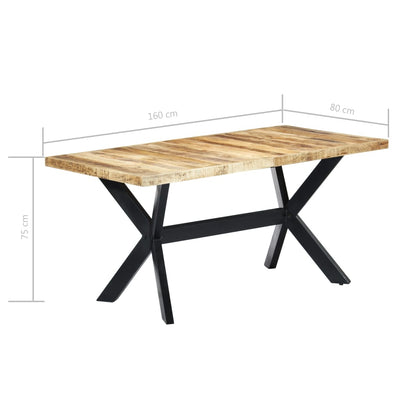 Dining Table 160x80x75 cm Solid Rough Mango Wood