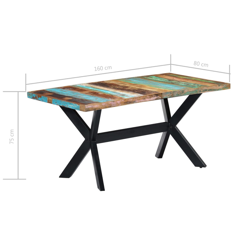Dining Table 160x80x75 cm Solid Reclaimed Wood