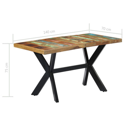 Dining Table 140x70x75 cm Solid Reclaimed Wood