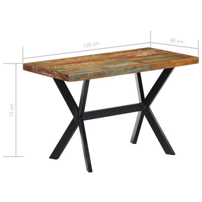 Dining Table 120x60x75 cm Solid Reclaimed Wood