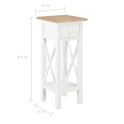 Side Table White 27x27x65.5 cm Wood