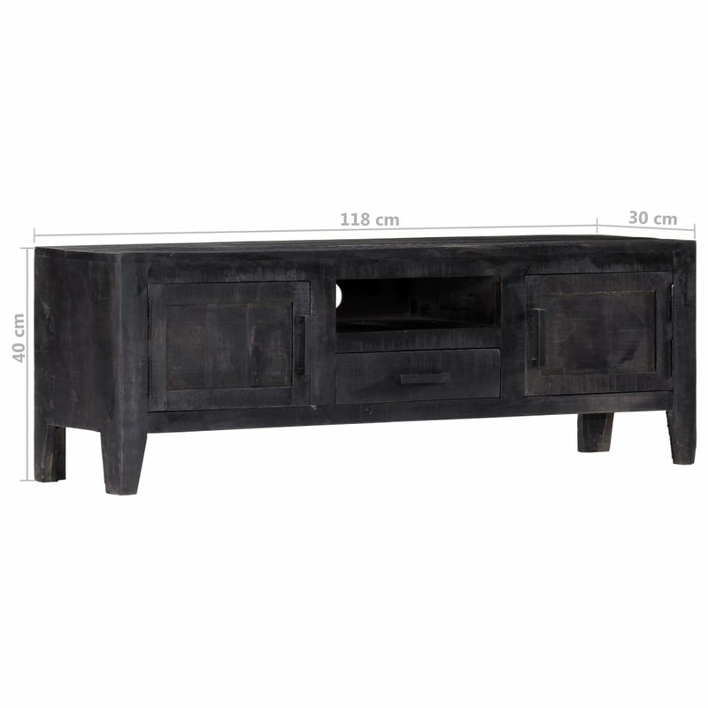 TV Cabinet Black 118x30x40 cm Solid Mango Wood
