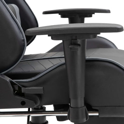 Gaming Chair with Footrest Grey Faux Leather