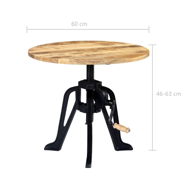 Side Table 60x(46-63) cm Solid Mango Wood and Cast Iron