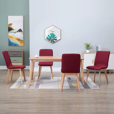 Dining Chairs 4 pcs Red Fabric