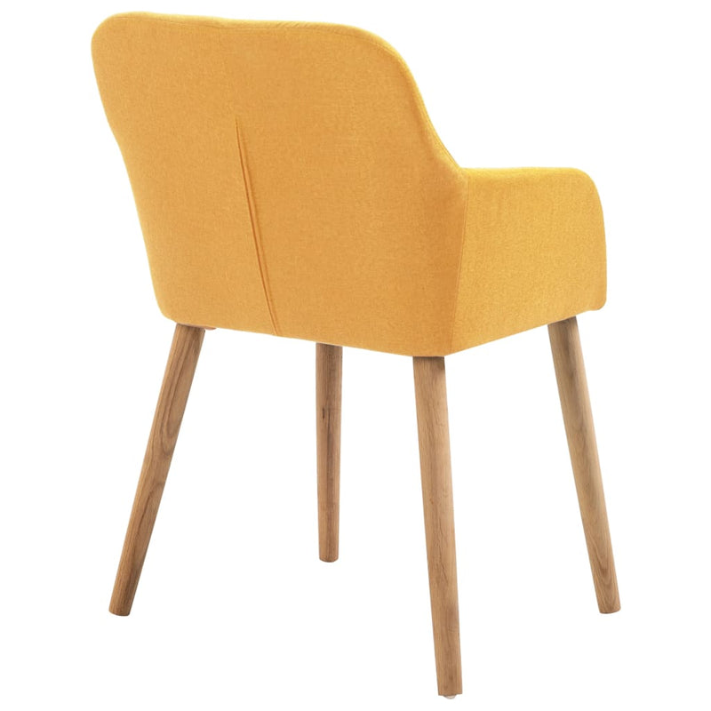 Dining Chairs 2 pcs Yellow Fabric and Solid Oak Wood