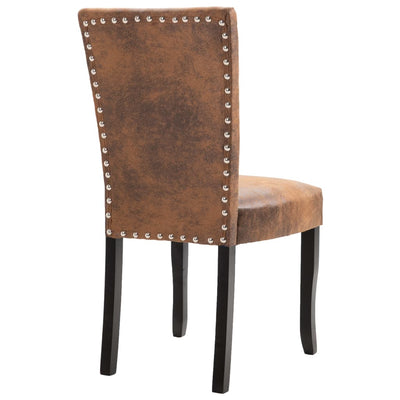 Dining Chairs 2 pcs Brown Faux Suede Leather