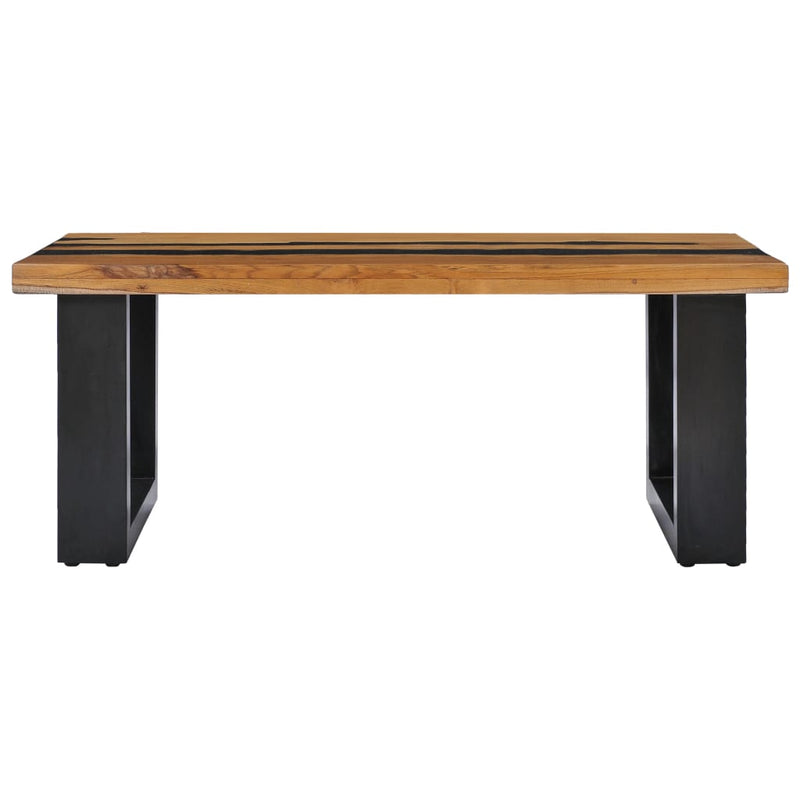 Coffee Table 100x50x40 cm Solid Teak Wood and Lava Stone