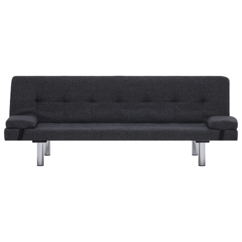 Sofa Bed with Two Pillows Dark Grey Polyester