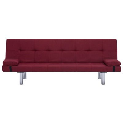 Sofa Bed with Two Pillows Wine Red Polyester