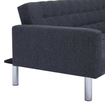 L-shaped Sofa Bed Dark Grey Polyester