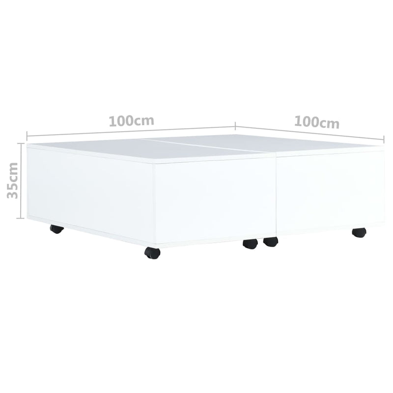 Coffee Table High Gloss White 100x100x35 cm
