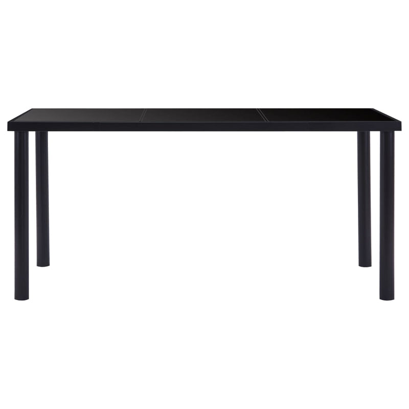 Dining Table Black 160x80x75 cm Tempered Glass