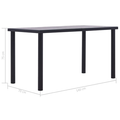 Dining Table Black and Concrete Grey 140x70x75 cm MDF