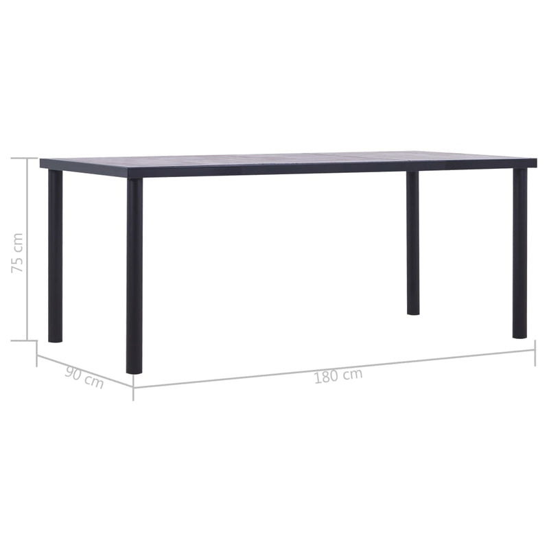 Dining Table Black and Concrete Grey 180x90x75 cm MDF