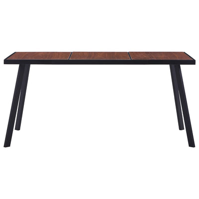 Dining Table Dark Wood and Black 160x80x75 cm MDF