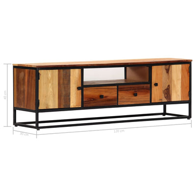 TV Cabinet 120x30x40 cm Solid Reclaimed Wood and Steel