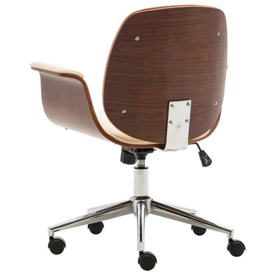 Office Chair Cream Bent Wood and Faux Leather