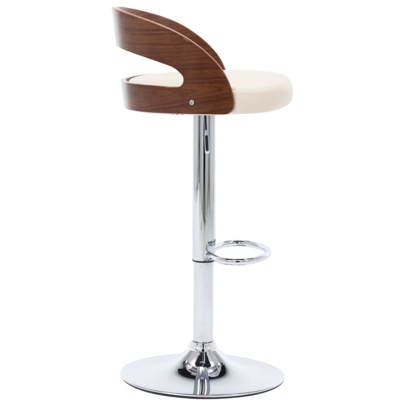 Bar Stools 2 pcs Cream Faux Leather and Bentwood
