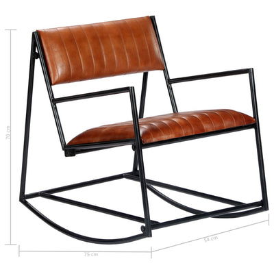 Rocking Chair Brown Real Leather