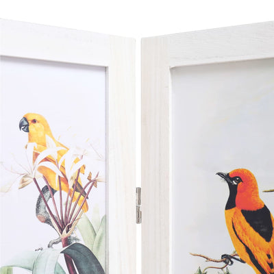 5-Panel Room Divider White 175x165 cm Bird