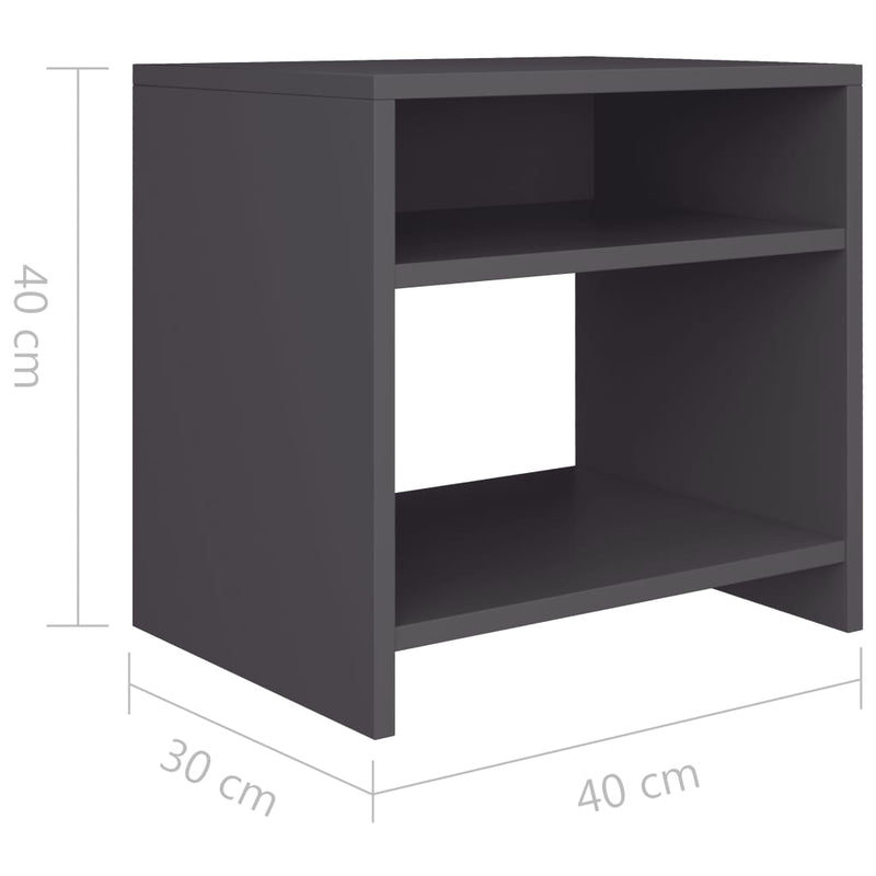 Bedside Cabinet Grey 40x30x40 cm Engineered Wood