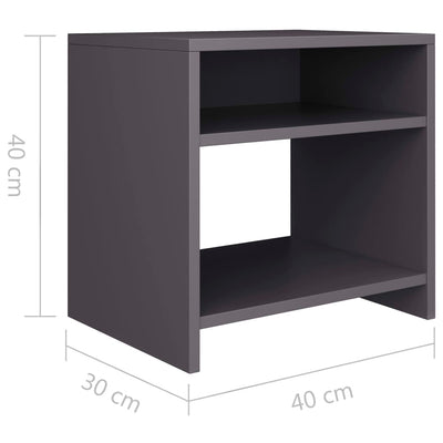 Bedside Cabinets 2 pcs Grey 40x30x40 cm Engineered Wood