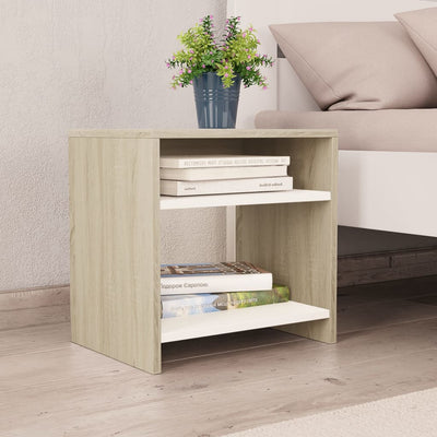 Bedside Cabinets 2 pcs White and Sonoma Oak 40x30x40 cm Chipboard