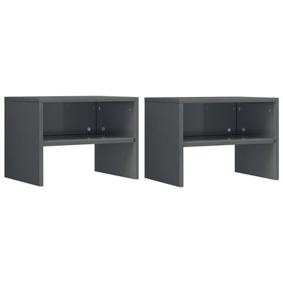 Bedside Cabinets 2 pcs High Gloss Grey 40x30x30 cm Engineered Wood