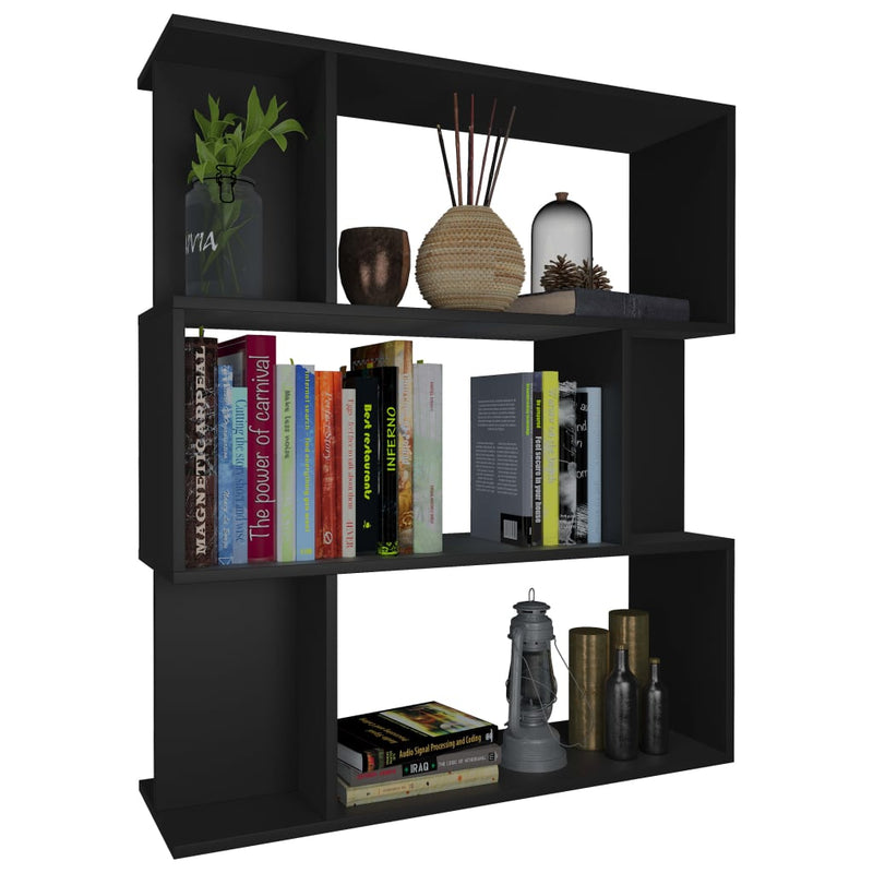 Book Cabinet/Room Divider Black 80x24x96 cm Engineered Wood