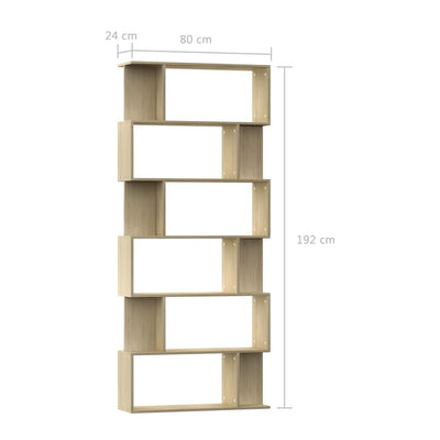 Book Cabinet/Room Divider Sonoma Oak 80x24x192 cm Engineered Wood