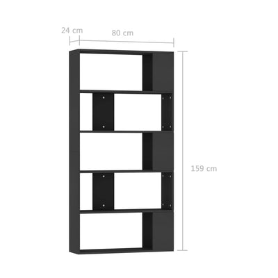 Book Cabinet/Room Divider Black 80x24x159 cm Engineered Wood